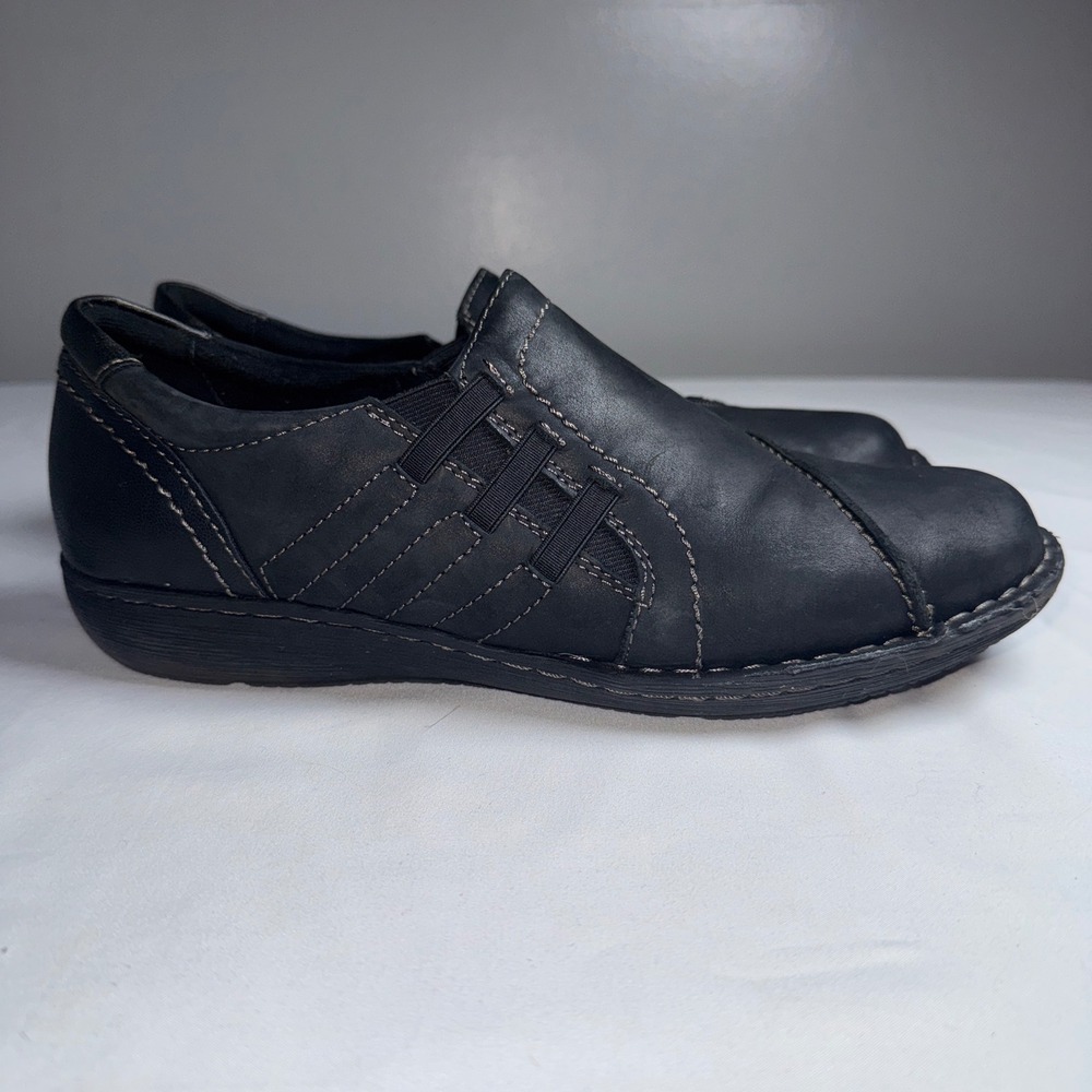 Earth Origins Tamara Teri Black Leather Slip On Loafers Women 10W Wide Comfort